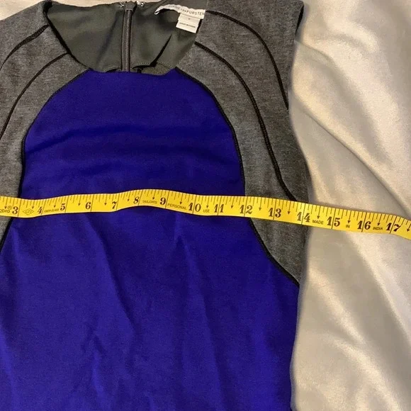 Diane von furstenberg size 0 hallie blue gray color block body con sheath dress - Picture 8 of 10